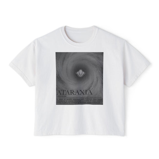 Ataraxia Swirl graphic Women's Tee | Calm Mind, Minimal Monochrome