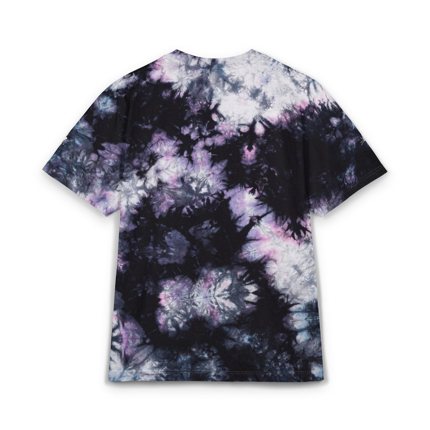Black Gray Tie-Dye Embroidered Tee | Acid Wash T-Shirt