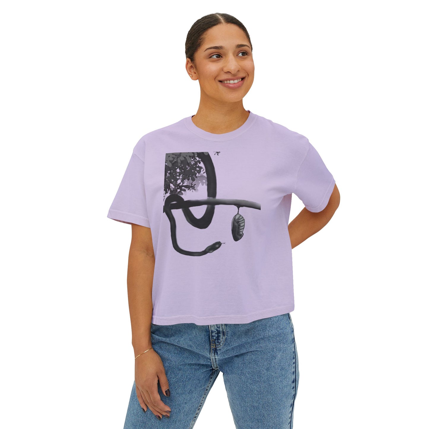 Metempsychosis snake and cocoon Women's Boxy Tee | philosophical graphic tee