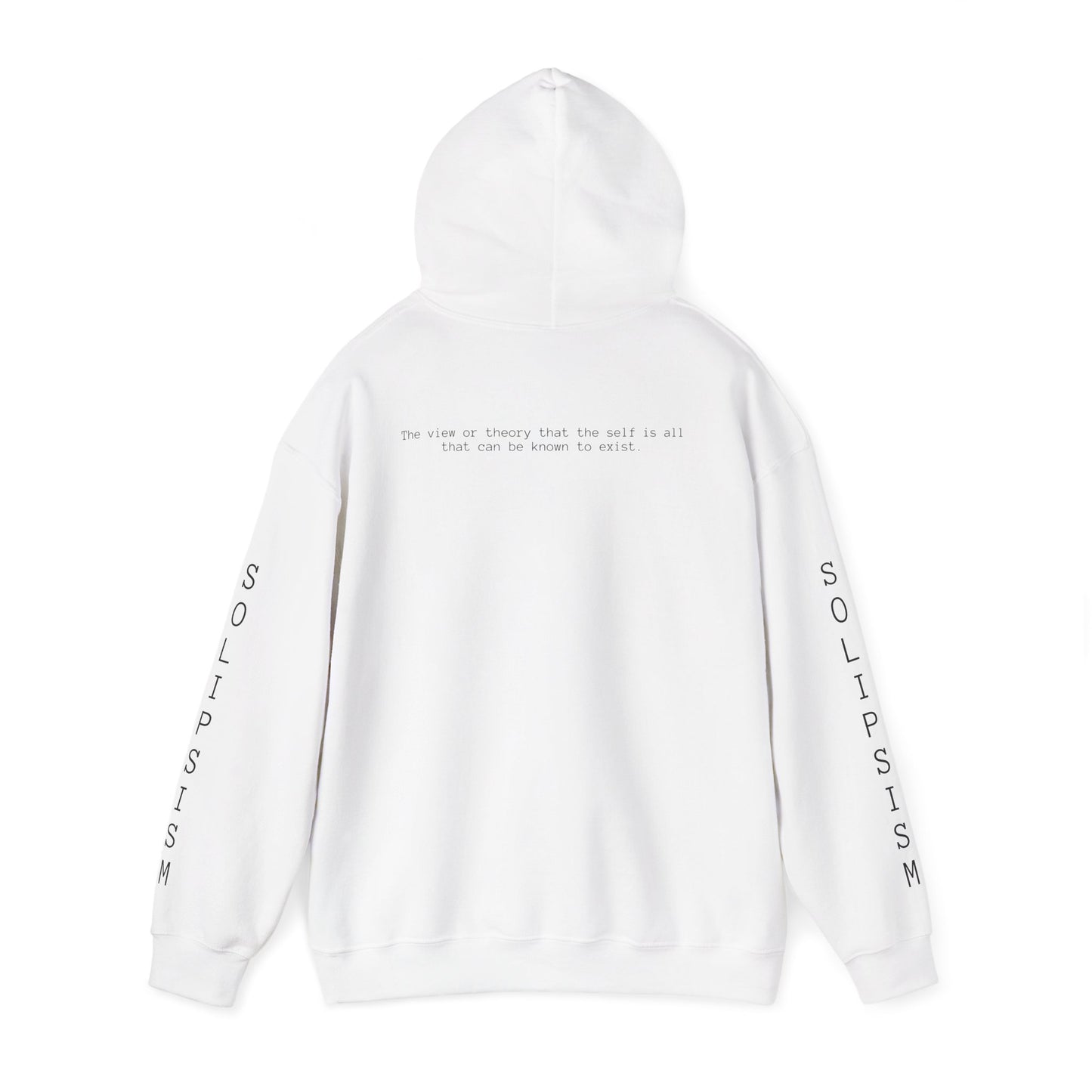 Solipsism Eye Graphic Hoodie | Solipsism Text Sleeve Pullover