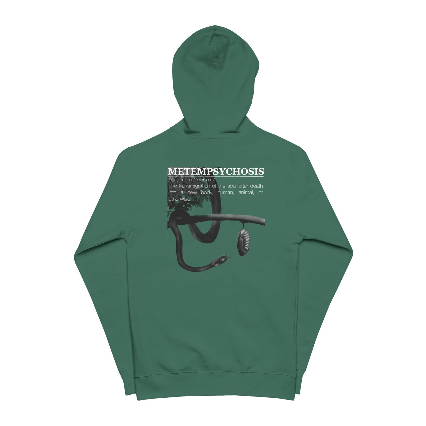 Metempsychosis Snake Illustration Hoodie | Occult Transmigration Back Print