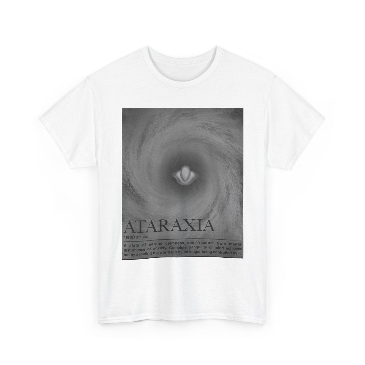 Ataraxia vortex poster Tee | minimalist storm swirl typography