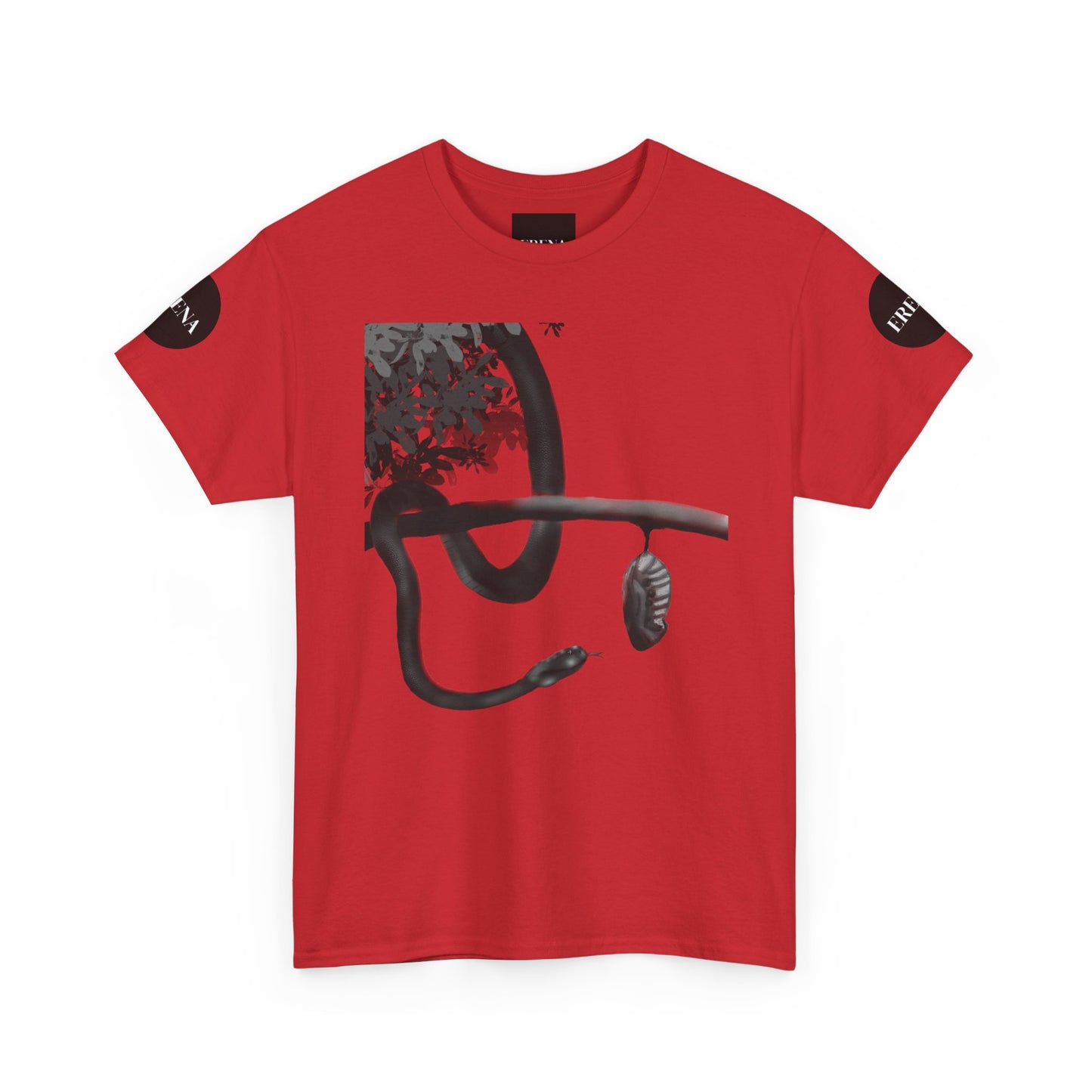 Metempsychosis Snake Illustration Tee | Monochrome Botanical Art