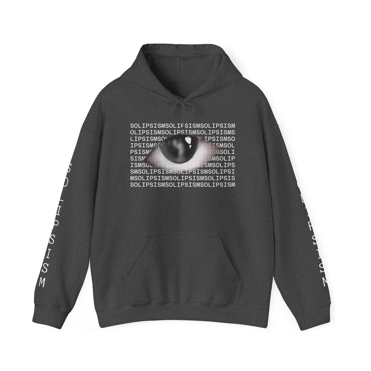 Solipsism Eye Graphic Hoodie | Solipsism Text Sleeve Pullover