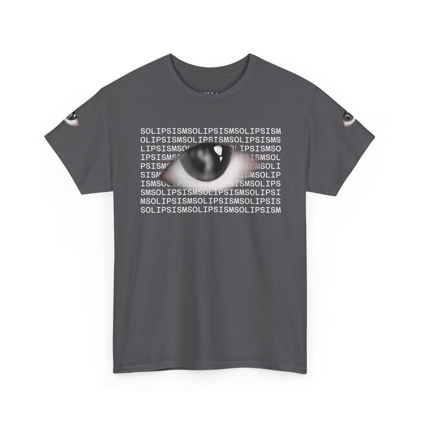 Monochrome Lip Print Tee | Repeated Text Pattern, Minimal Graphic Shirt