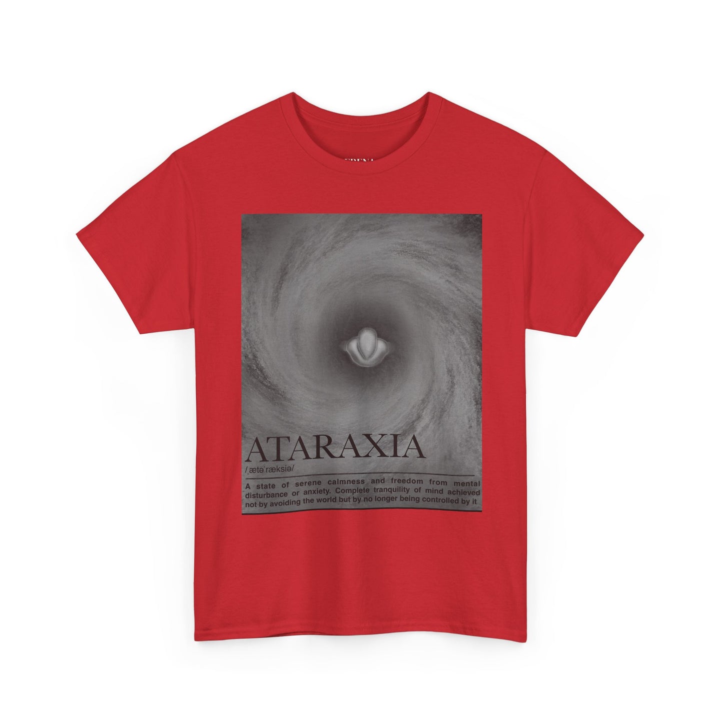 Ataraxia vortex poster Tee | minimalist storm swirl typography