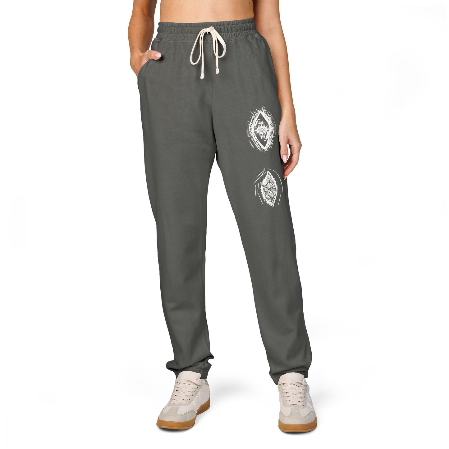 White Floral Skull Print Sweatpants | Side Graphic Joggers