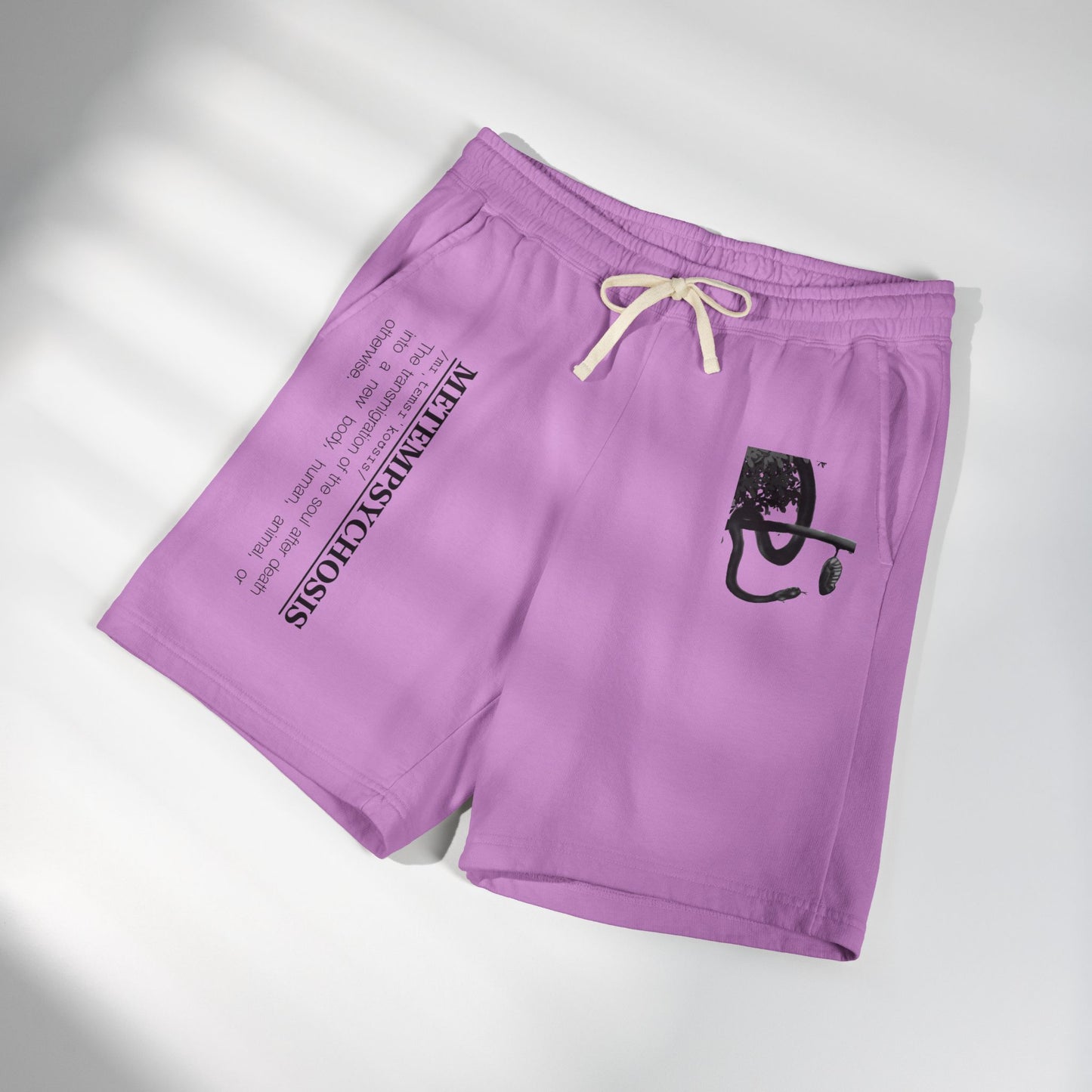 Distressed Smiley Face Sweat Shorts | Text Graphic