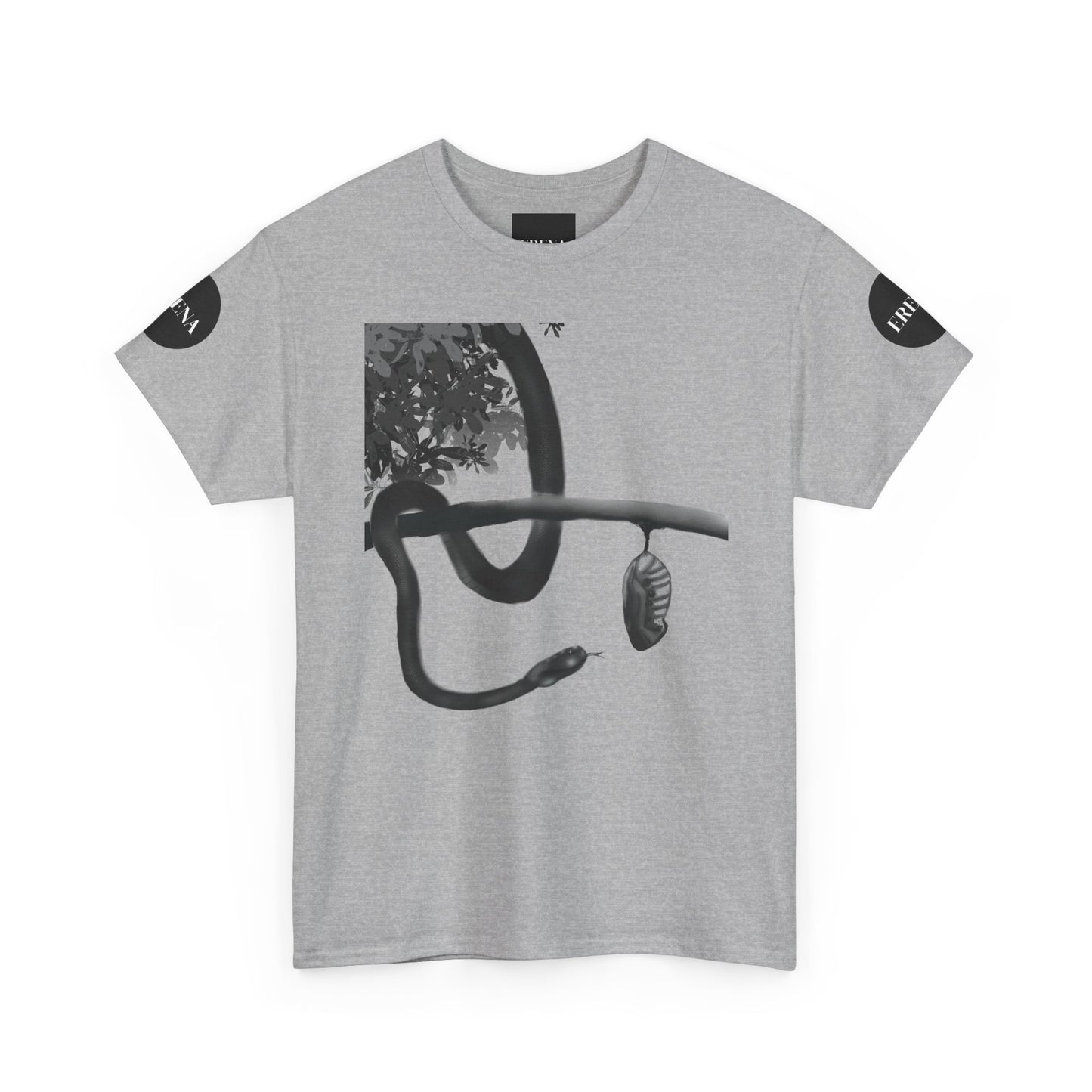 Metempsychosis Snake Illustration Tee | Monochrome Botanical Art