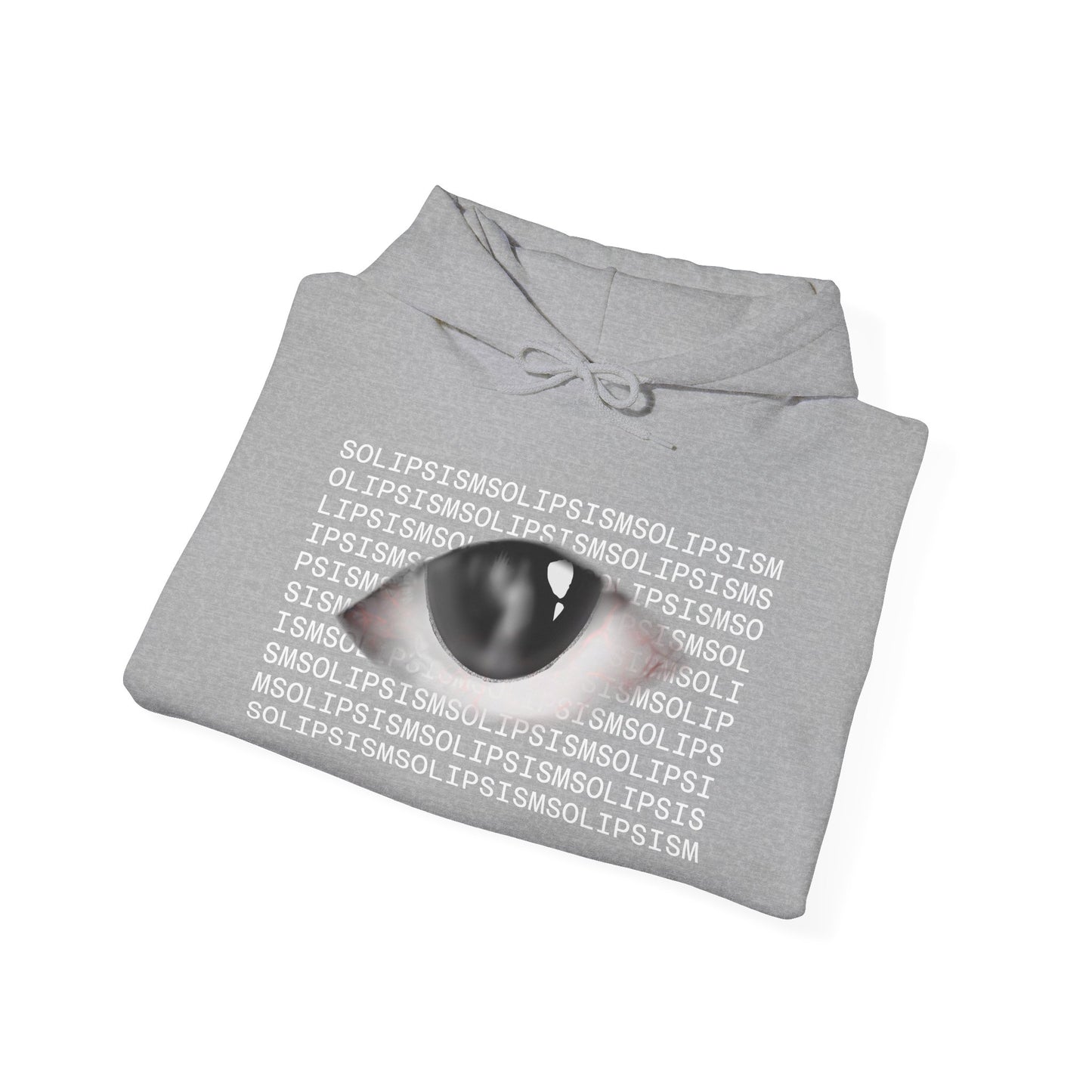 Solipsism Eye Graphic Hoodie | Solipsism Text Sleeve Pullover