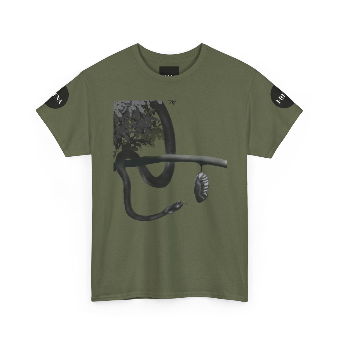 Metempsychosis Snake Illustration Tee | Monochrome Botanical Art