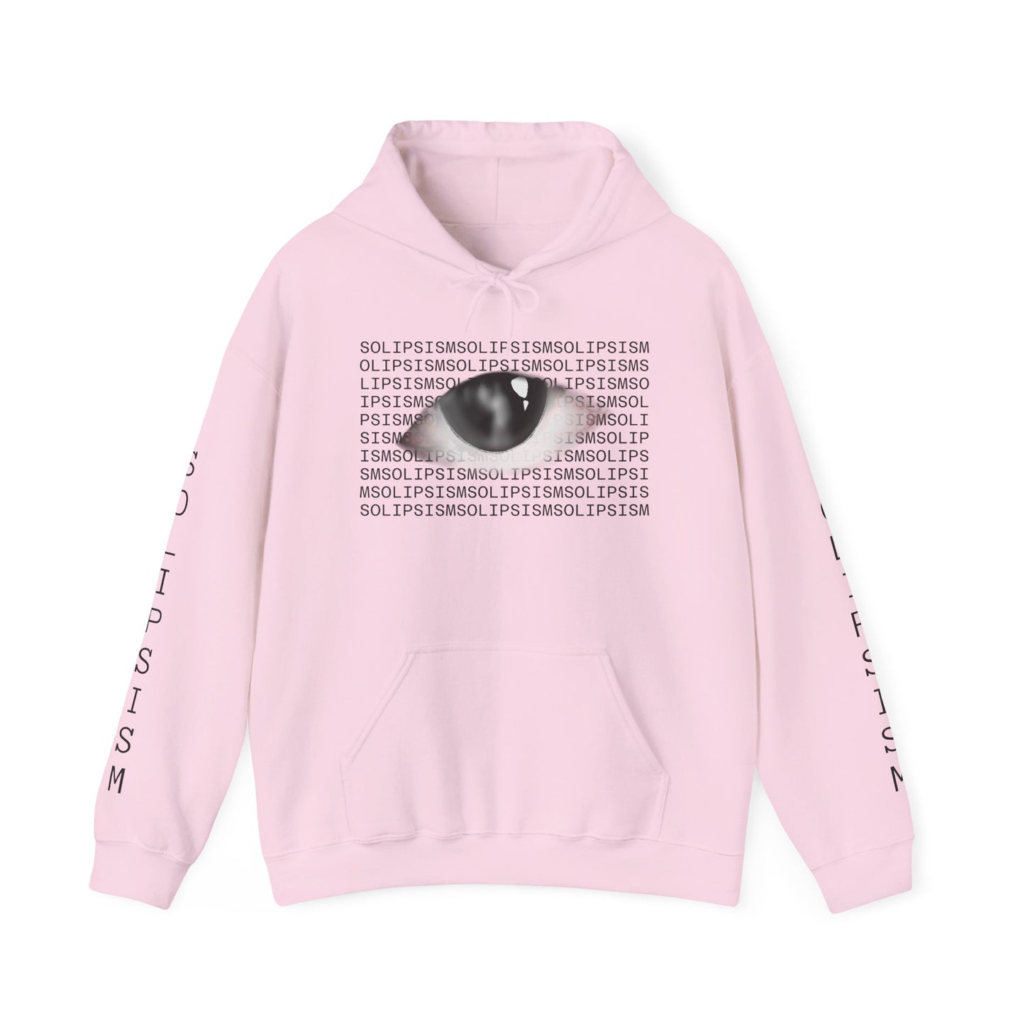 Solipsism Eye Graphic Hoodie | Solipsism Text Sleeve Pullover