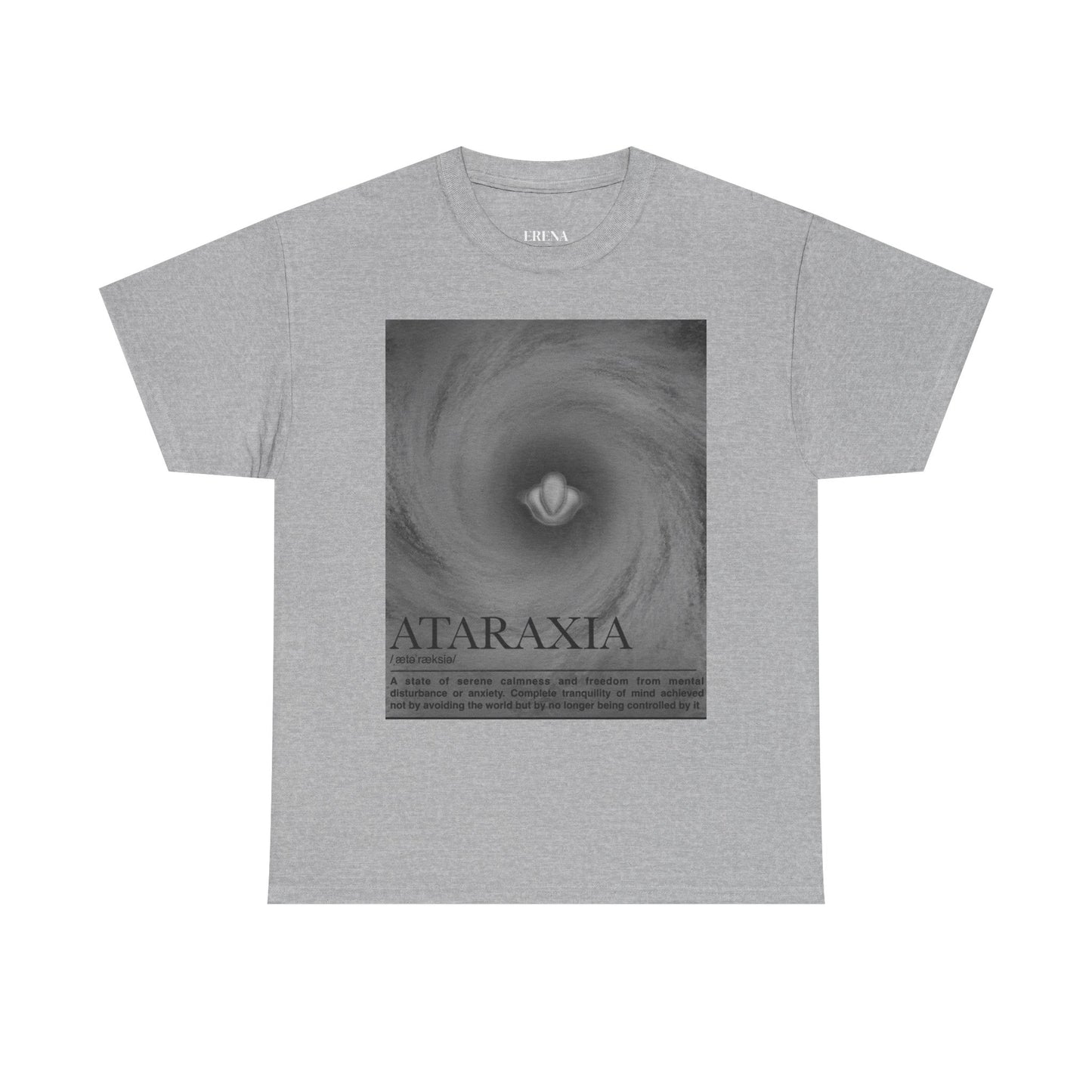 Ataraxia vortex poster Tee | minimalist storm swirl typography
