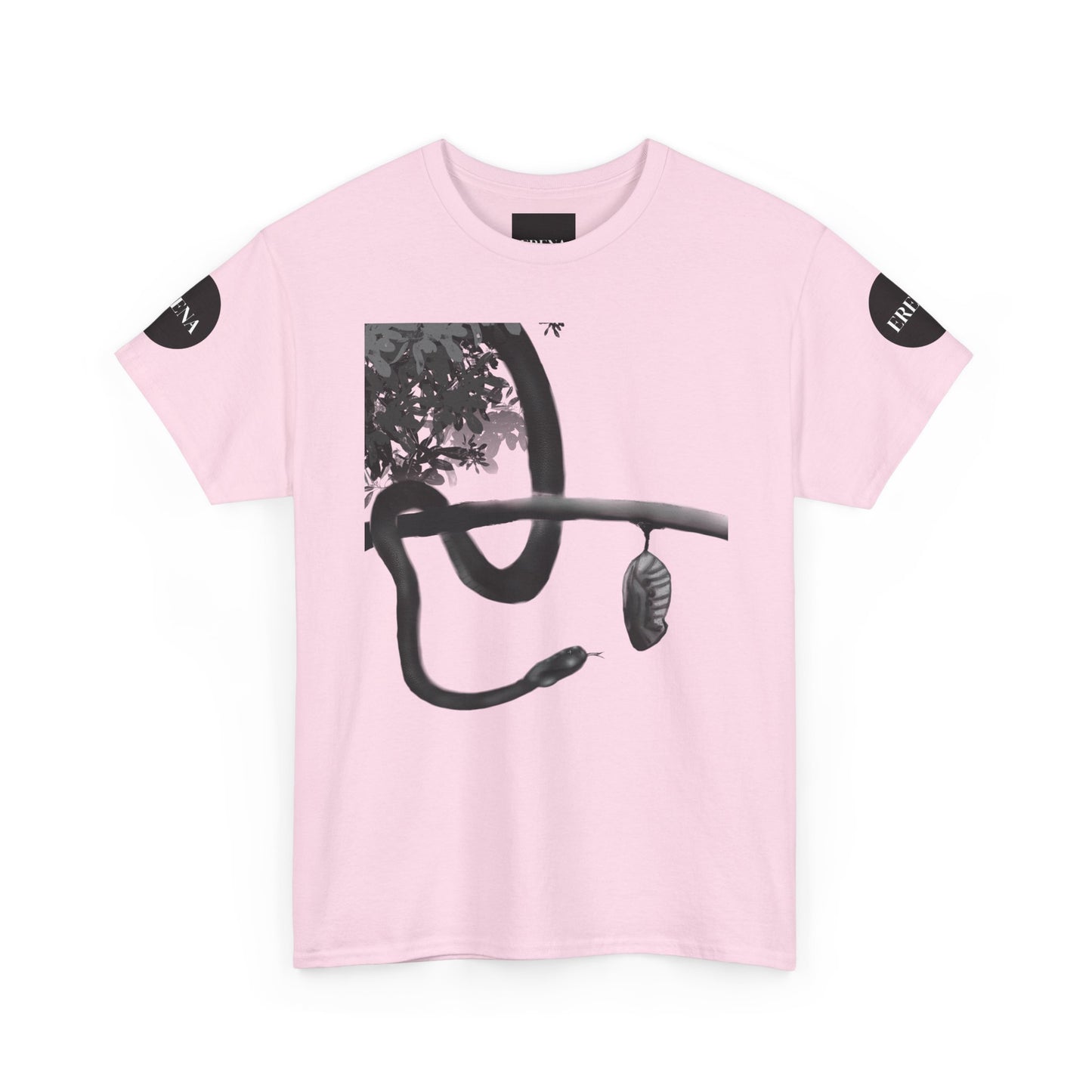 Metempsychosis Snake Illustration Tee | Monochrome Botanical Art