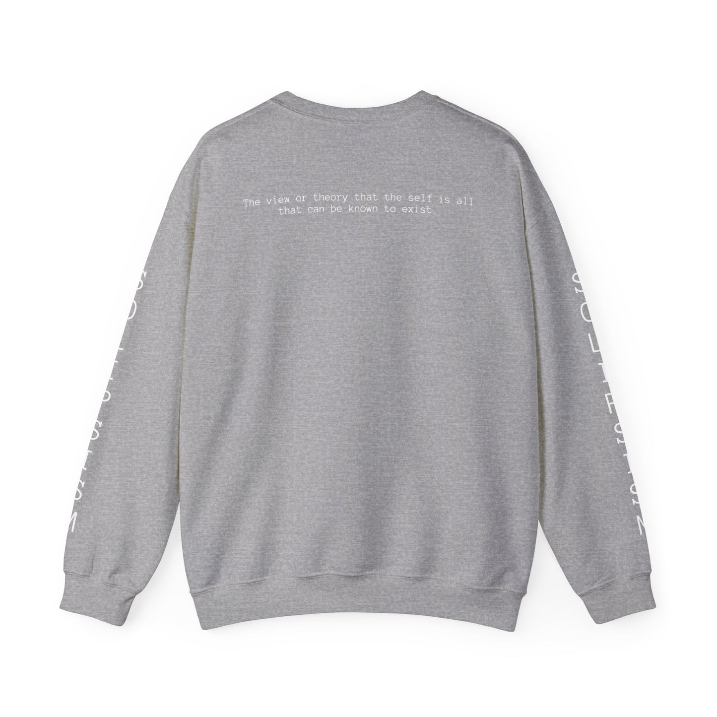 Solipsism Eye Graphic Crewneck Sweatshirt | Typographic Sleeve Print