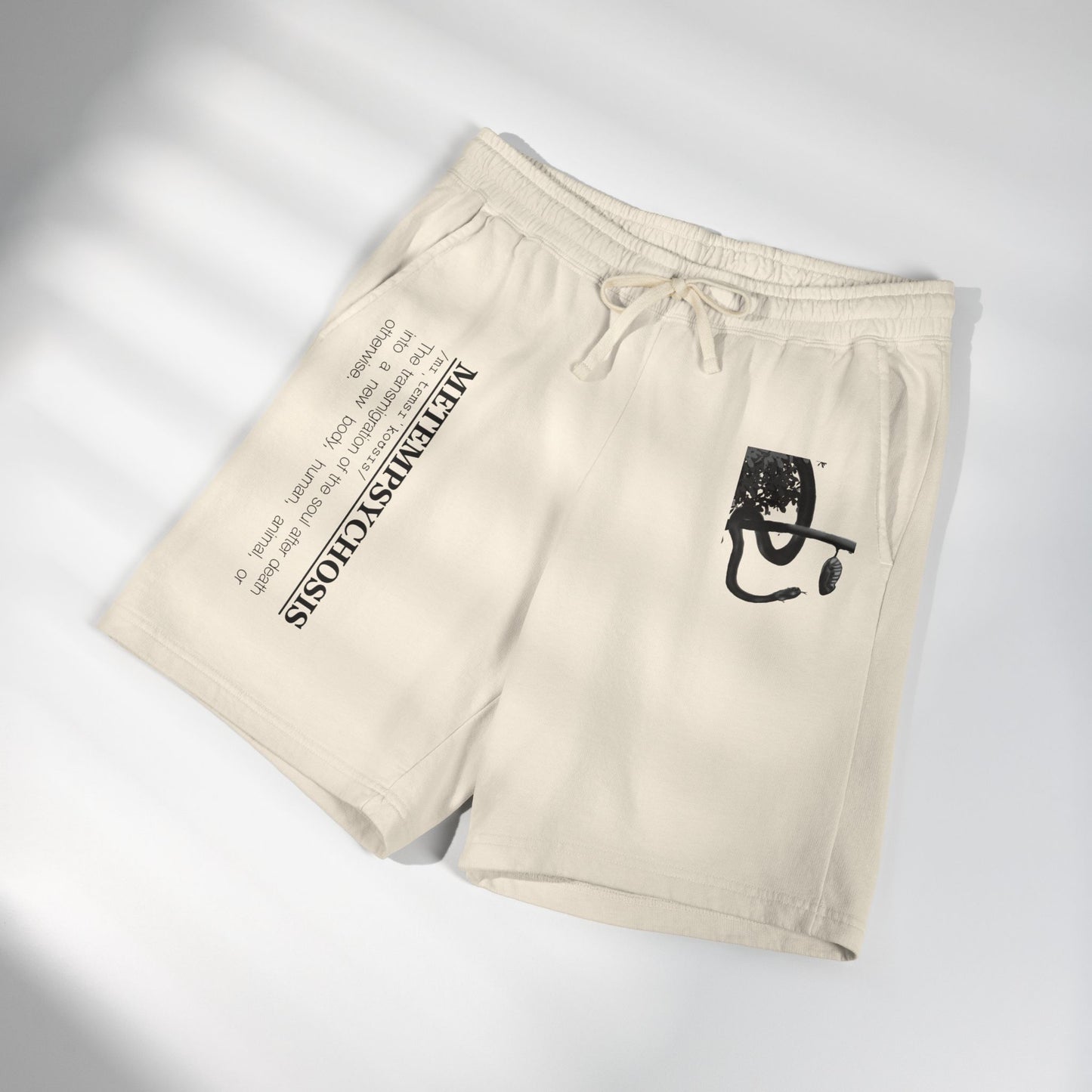 Distressed Smiley Face Sweat Shorts | Text Graphic