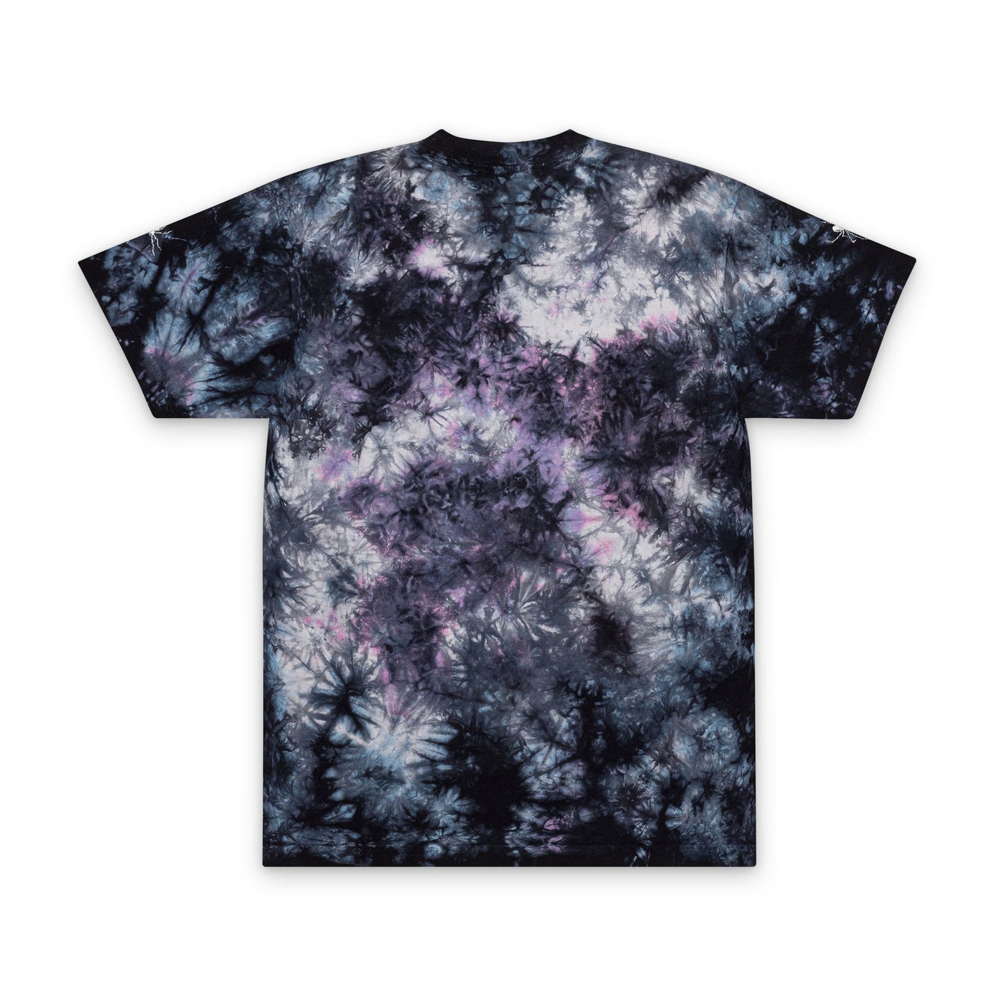 Black Gray Tie-Dye Embroidered Tee | Acid Wash T-Shirt