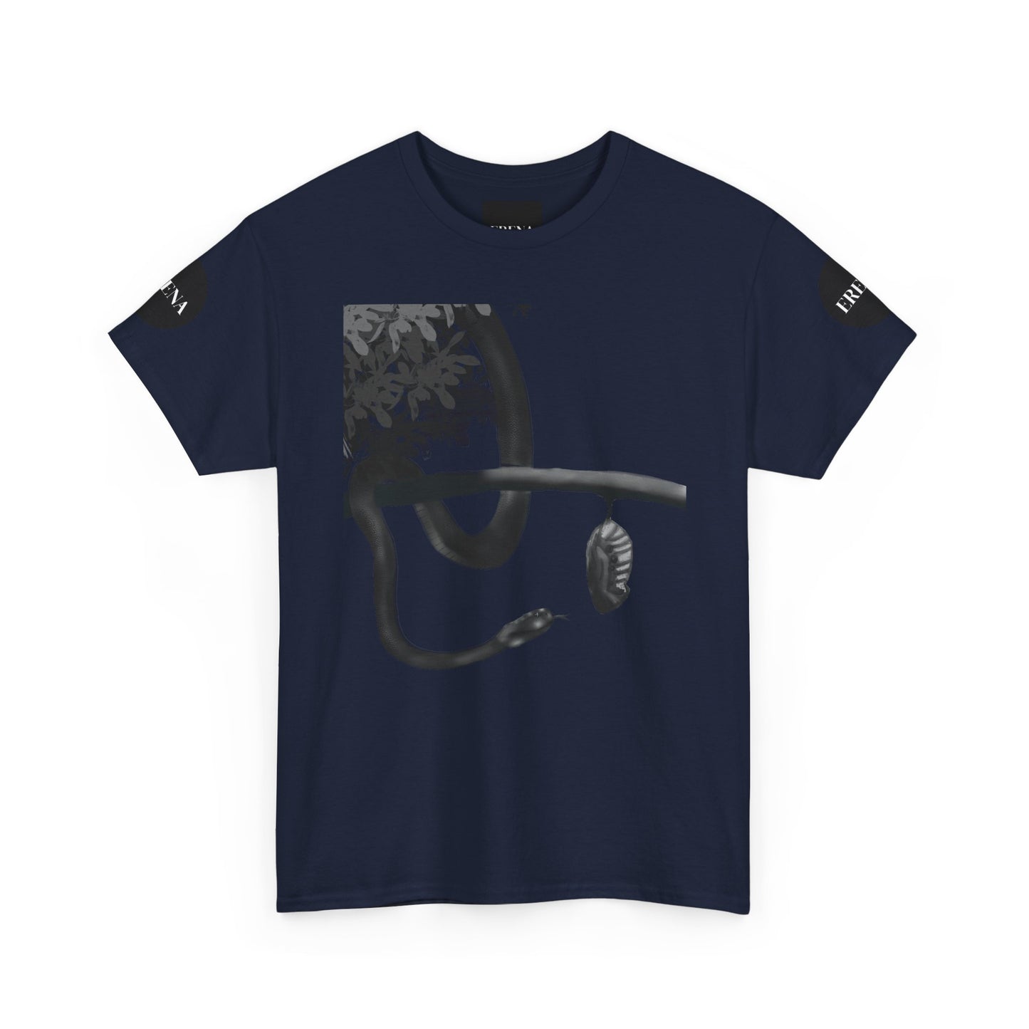 Metempsychosis Snake Illustration Tee | Monochrome Botanical Art