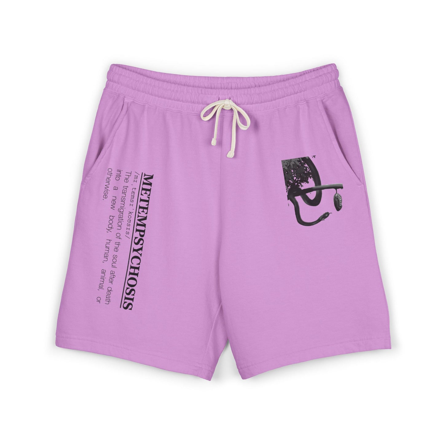 Distressed Smiley Face Sweat Shorts | Text Graphic