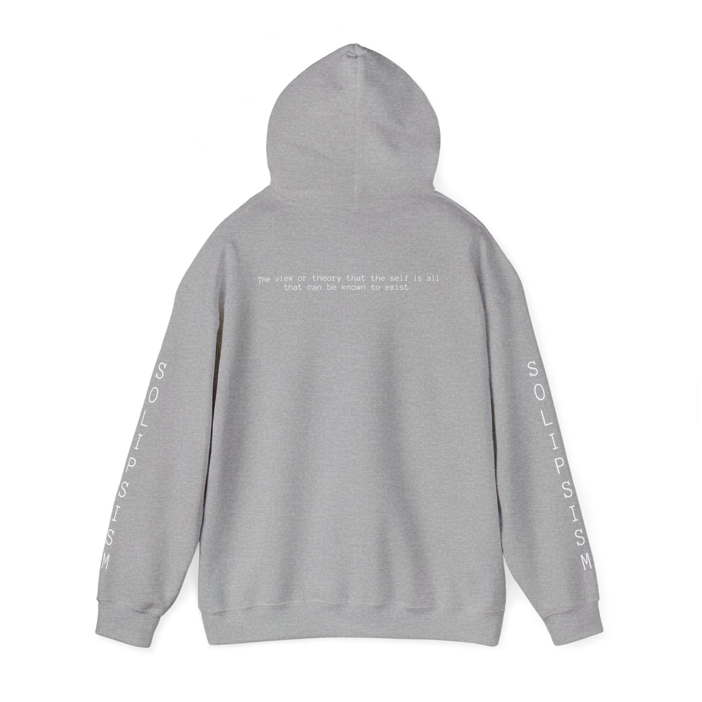Solipsism Eye Graphic Hoodie | Solipsism Text Sleeve Pullover