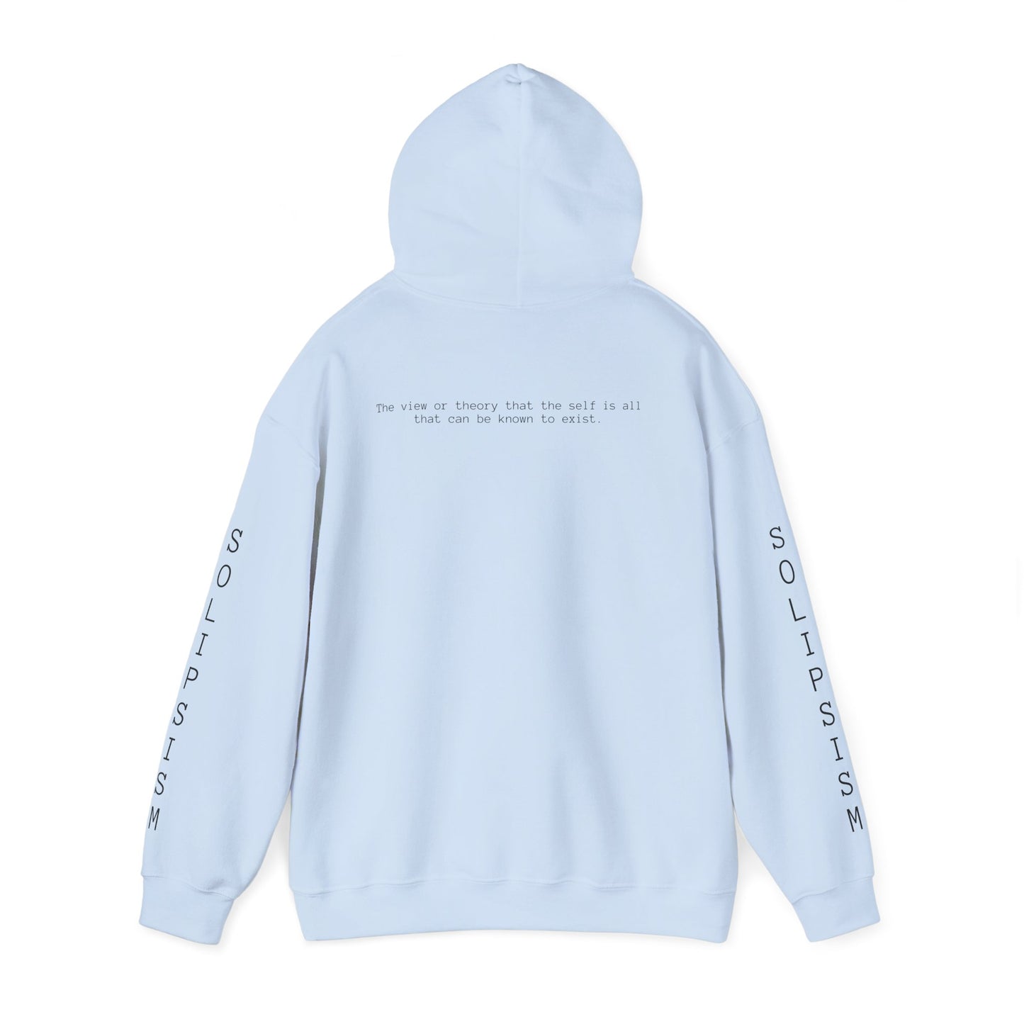 Solipsism Eye Graphic Hoodie | Solipsism Text Sleeve Pullover