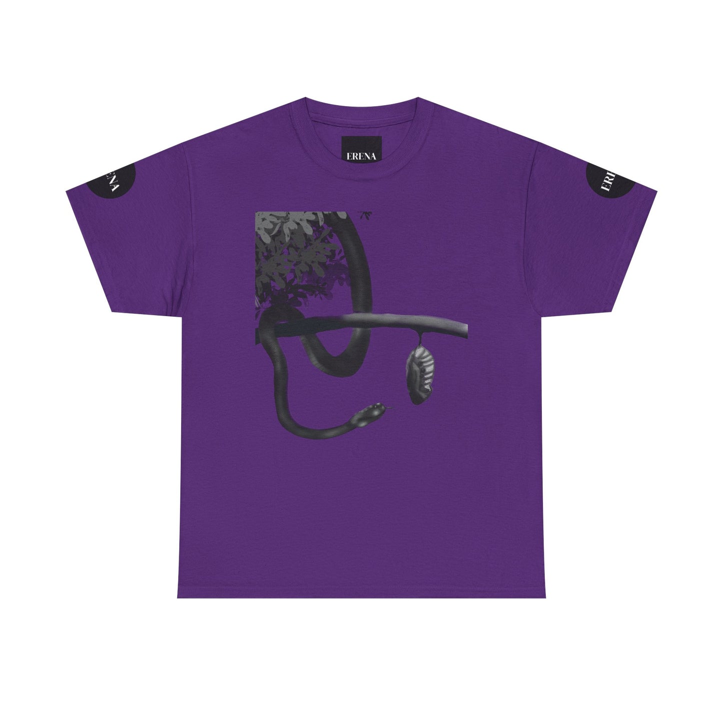 Metempsychosis Snake Illustration Tee | Monochrome Botanical Art