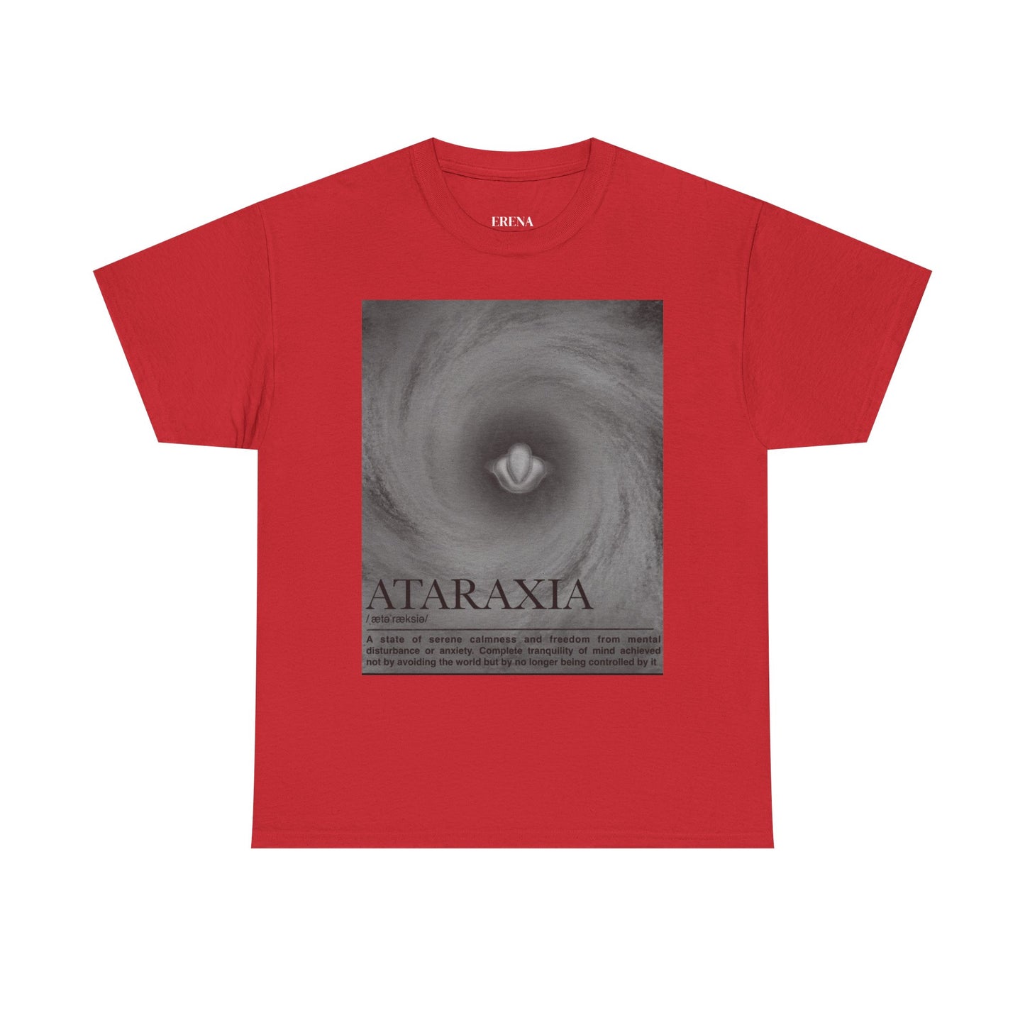 Ataraxia vortex poster Tee | minimalist storm swirl typography