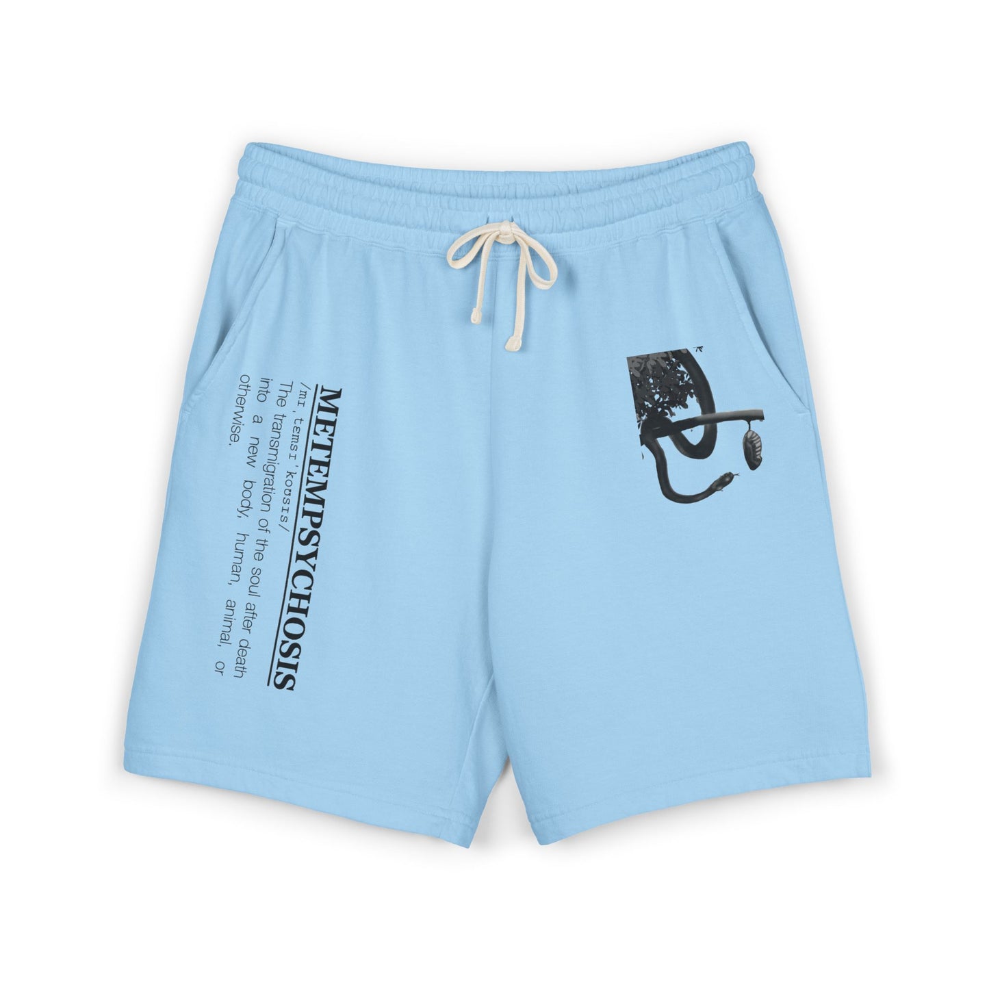 Distressed Smiley Face Sweat Shorts | Text Graphic