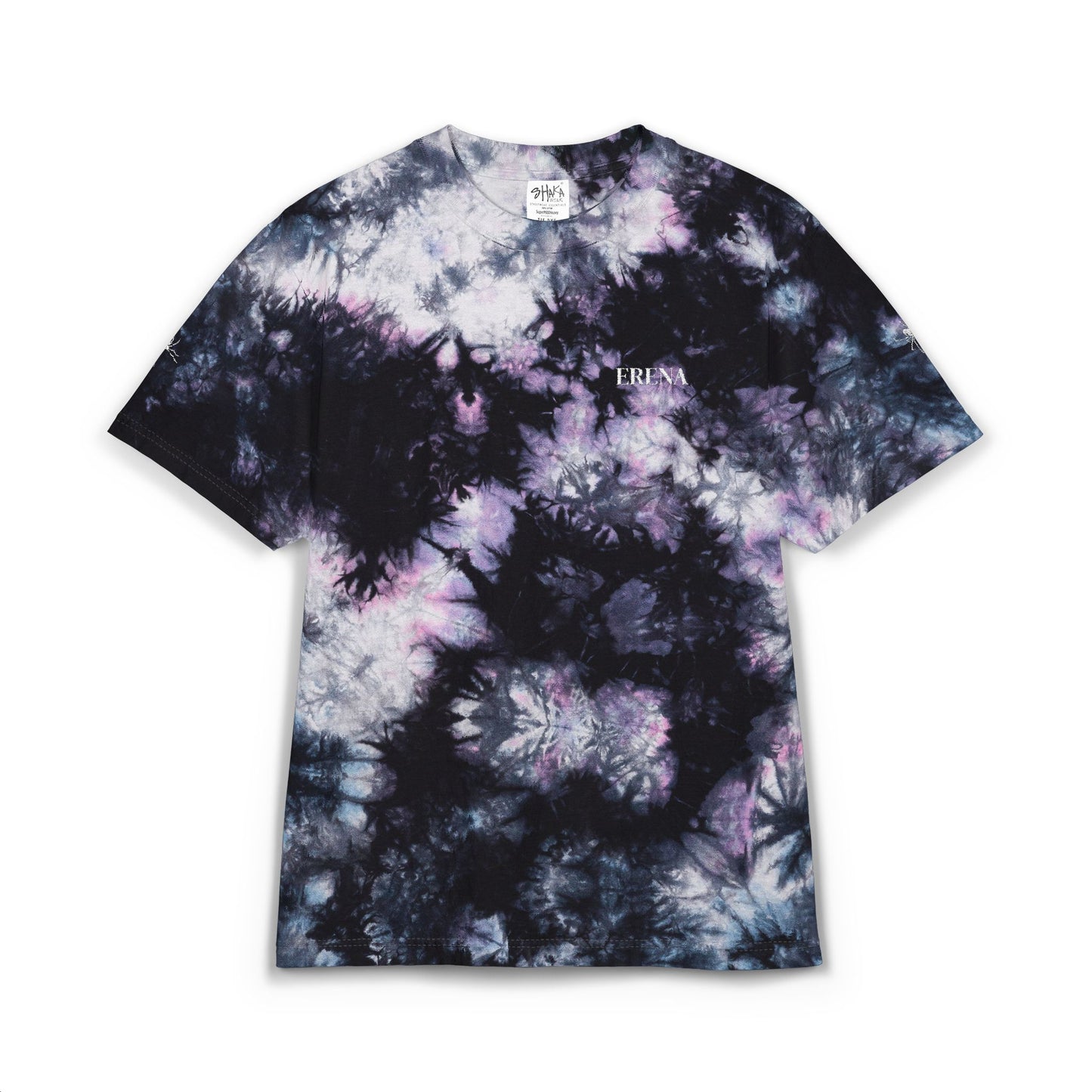 Black Gray Tie-Dye Embroidered Tee | Acid Wash T-Shirt