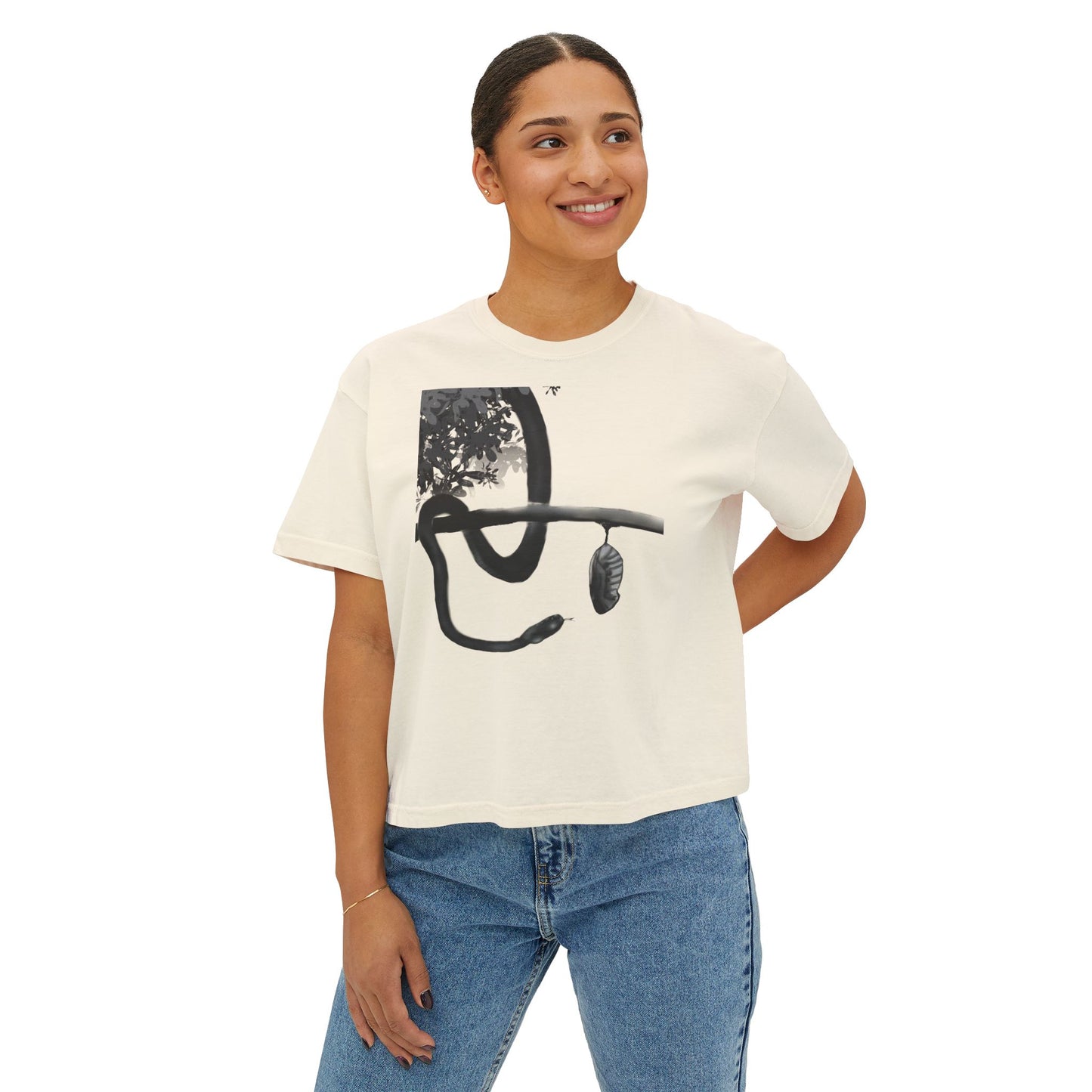 Metempsychosis snake and cocoon Women's Boxy Tee | philosophical graphic tee