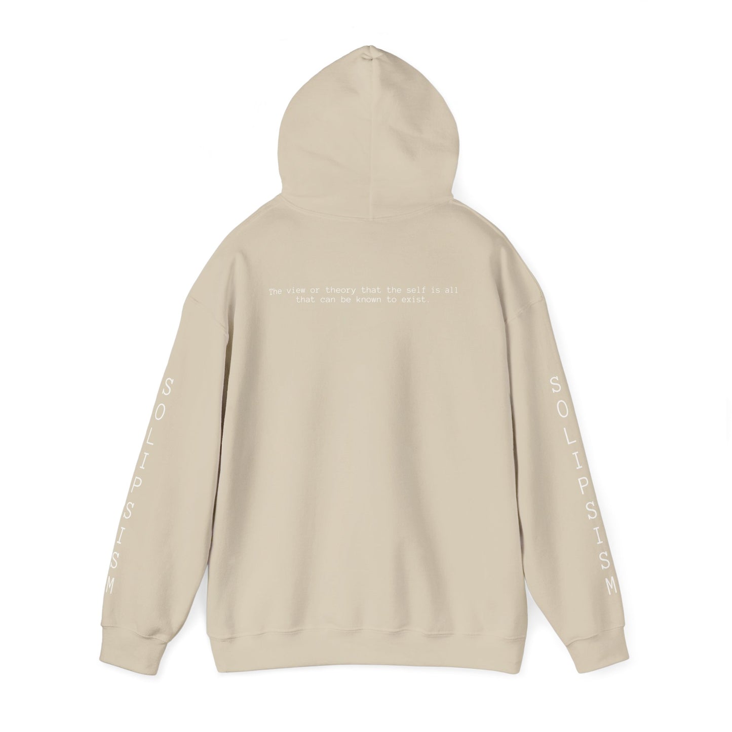 Solipsism Eye Graphic Hoodie | Solipsism Text Sleeve Pullover