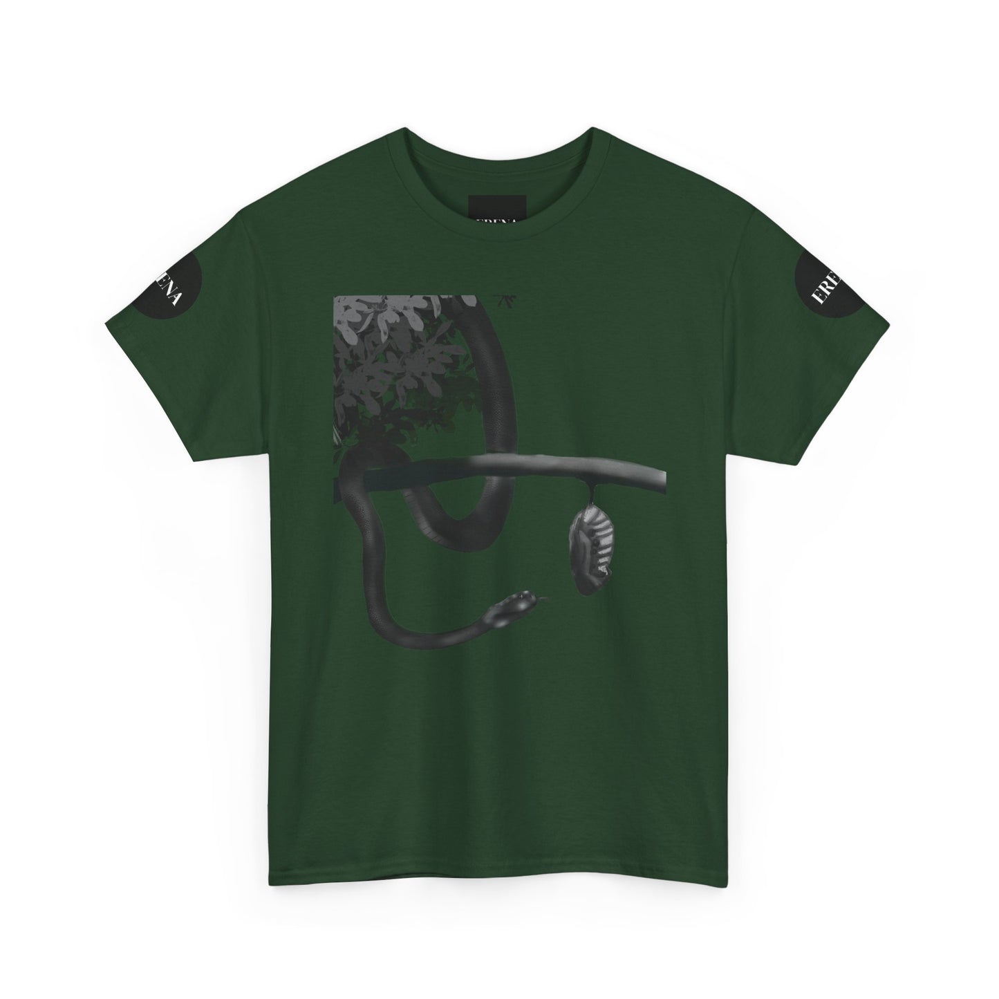 Metempsychosis Snake Illustration Tee | Monochrome Botanical Art