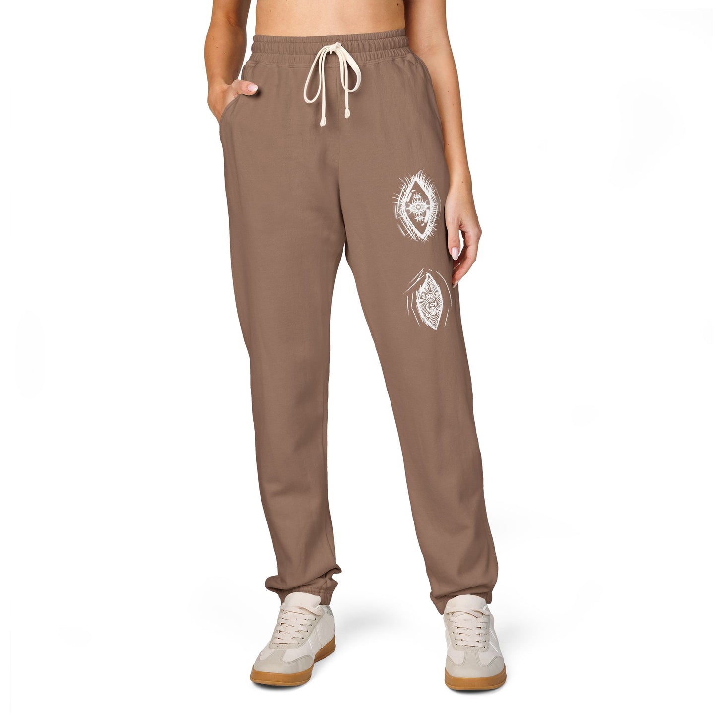 White Floral Skull Print Sweatpants | Side Graphic Joggers