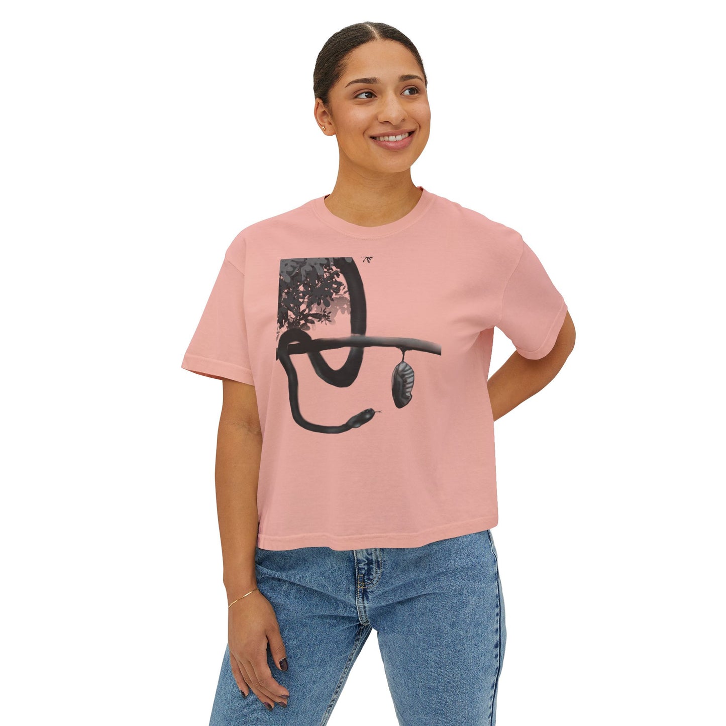 Metempsychosis snake and cocoon Women's Boxy Tee | philosophical graphic tee