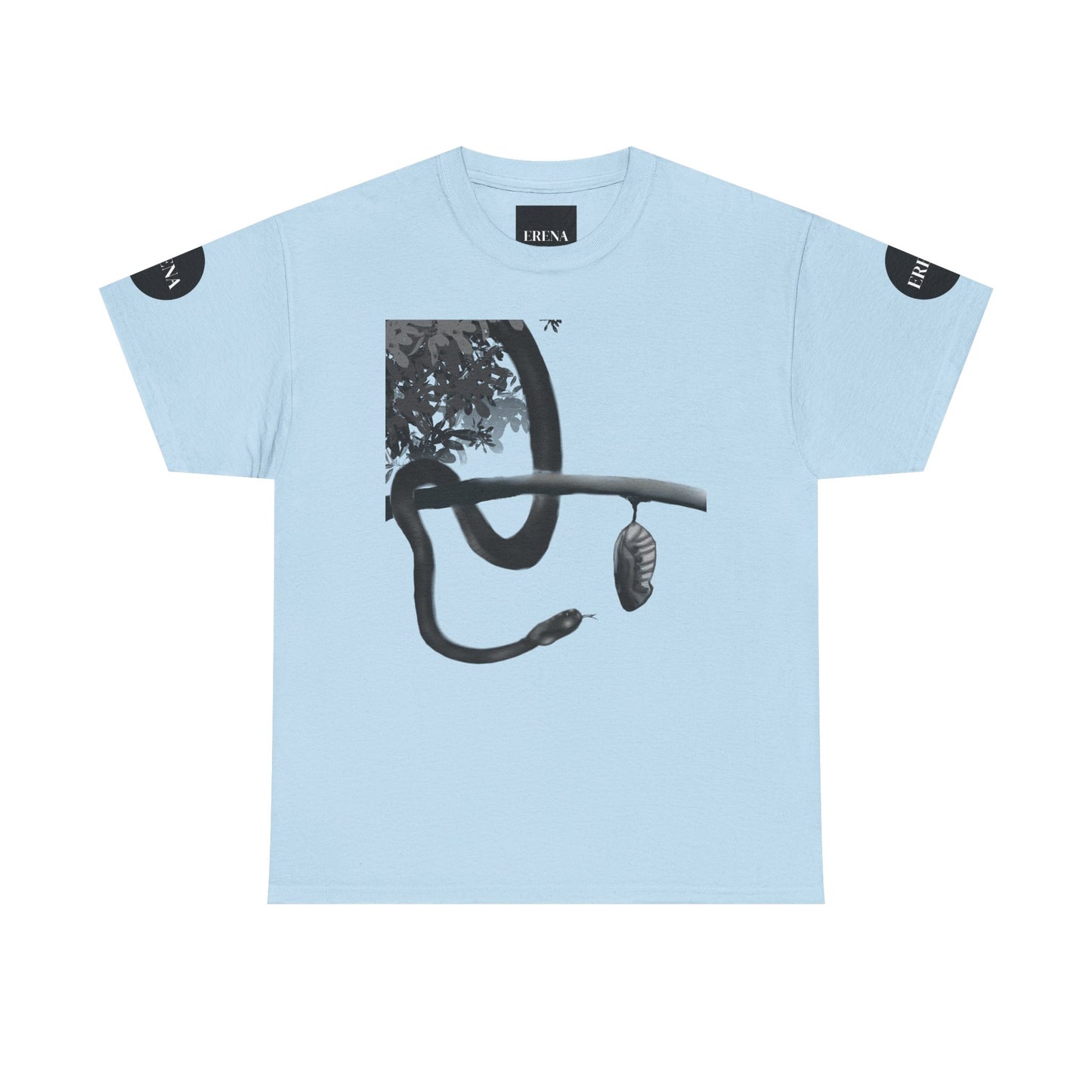 Metempsychosis Snake Illustration Tee | Monochrome Botanical Art