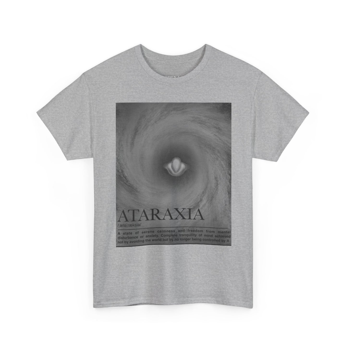 Ataraxia vortex poster Tee | minimalist storm swirl typography