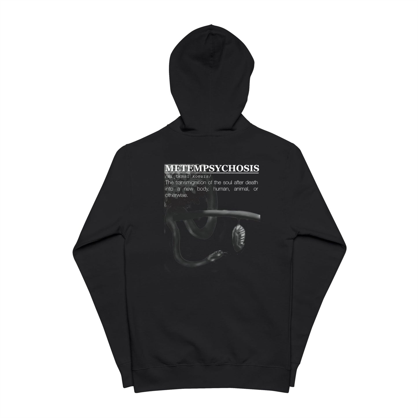 Metempsychosis Snake Illustration Hoodie | Occult Transmigration Back Print