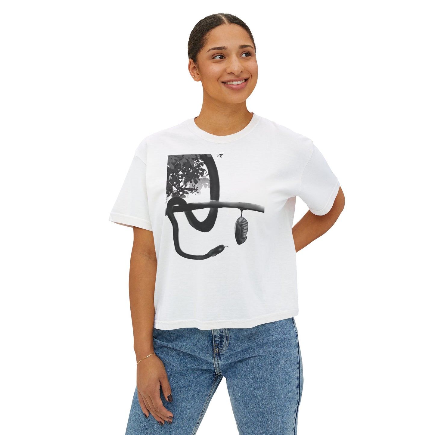 Metempsychosis snake and cocoon Women's Boxy Tee | philosophical graphic tee