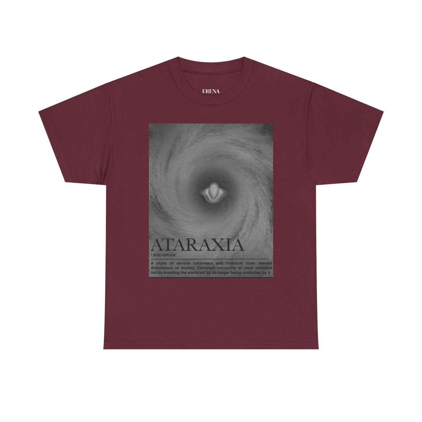 Ataraxia vortex poster Tee | minimalist storm swirl typography