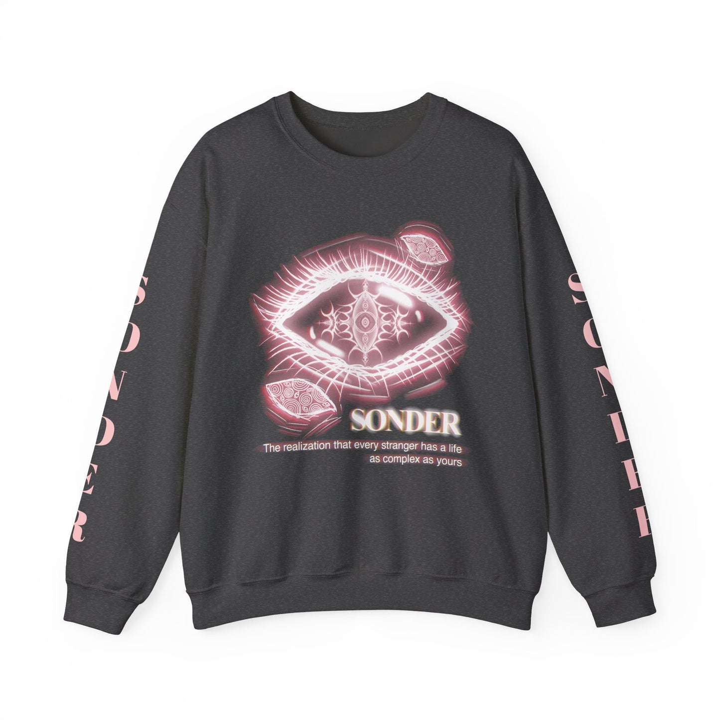 Sonder eye graphic Sweatshirt | poetic text sleeve crewneck