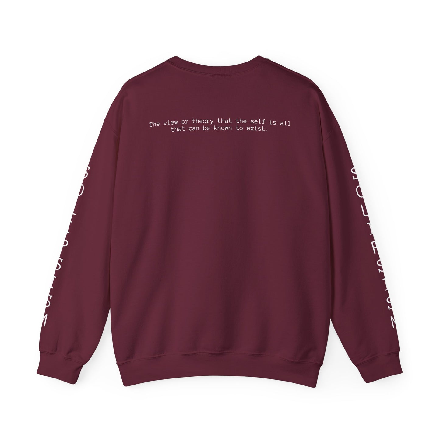 Solipsism Eye Graphic Crewneck Sweatshirt | Typographic Sleeve Print