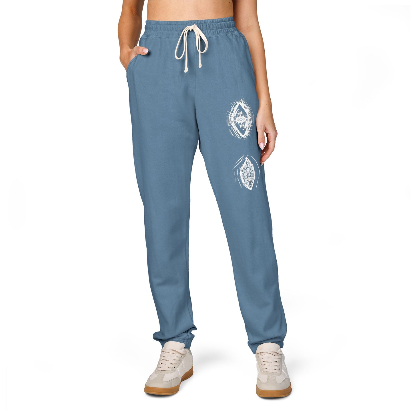 White Floral Skull Print Sweatpants | Side Graphic Joggers