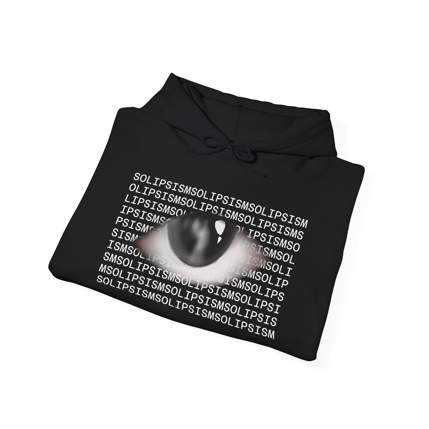Solipsism Eye Graphic Hoodie | Solipsism Text Sleeve Pullover