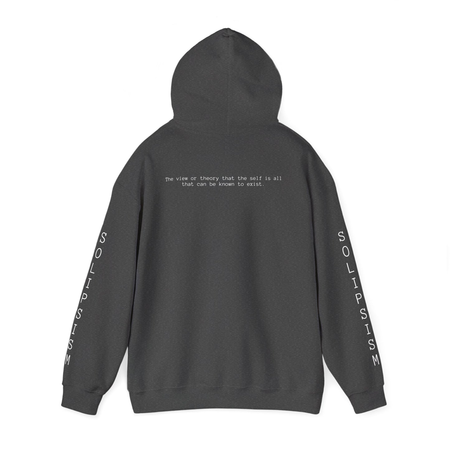 Solipsism Eye Graphic Hoodie | Solipsism Text Sleeve Pullover