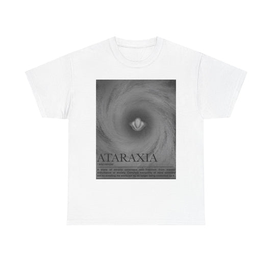 Ataraxia vortex poster Tee | minimalist storm swirl typography