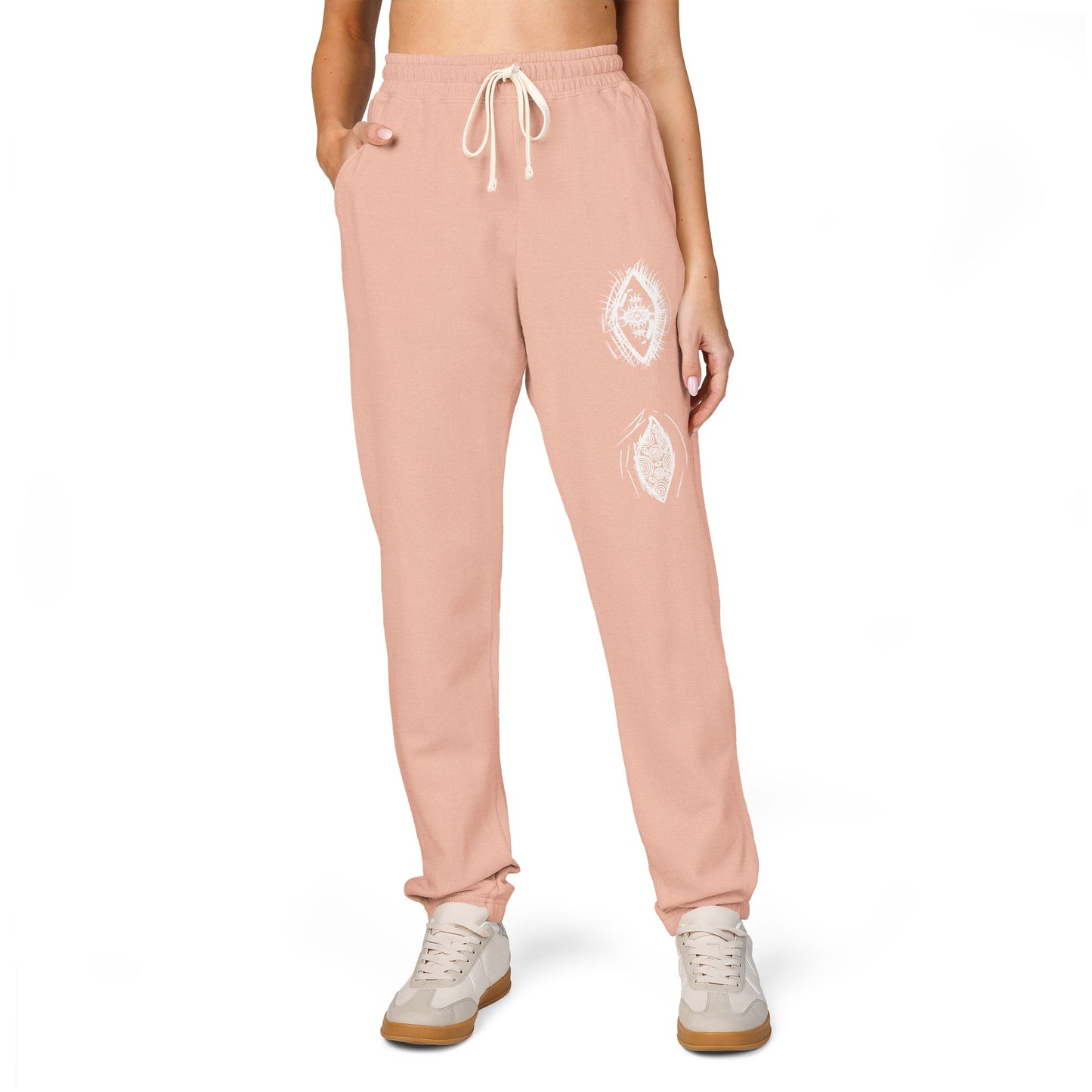 White Floral Skull Print Sweatpants | Side Graphic Joggers