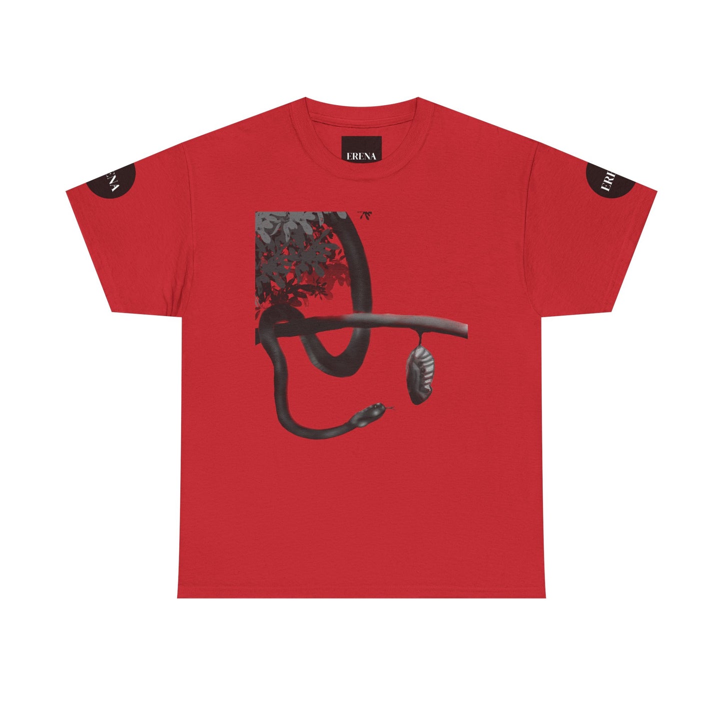 Metempsychosis Snake Illustration Tee | Monochrome Botanical Art