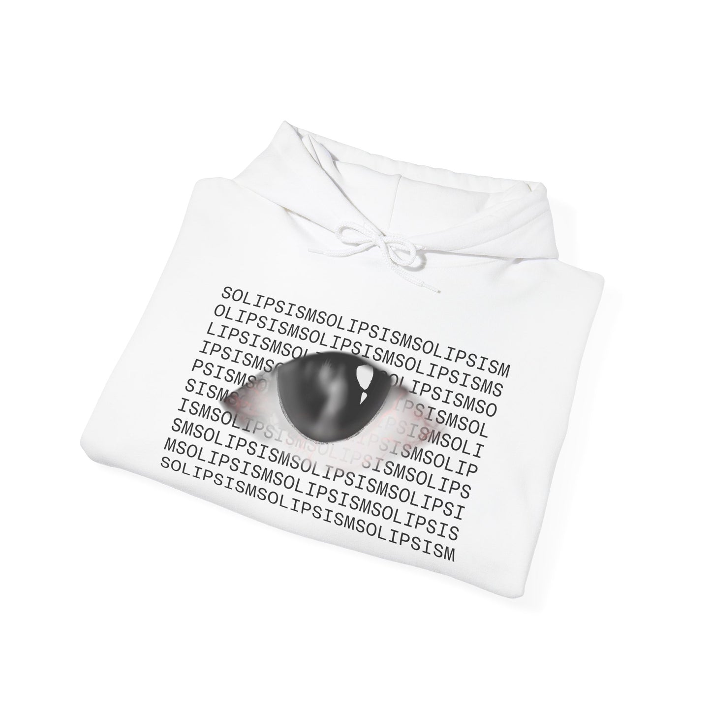 Solipsism Eye Graphic Hoodie | Solipsism Text Sleeve Pullover