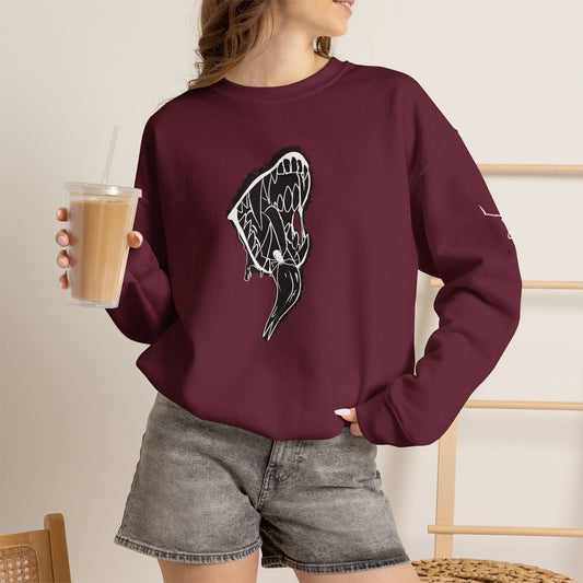 Snake Skull Illustration Crewneck Sweatshirt | Gothic Snake Sleeve Art