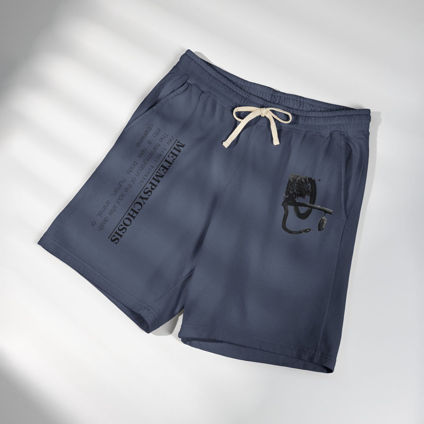 Distressed Smiley Face Sweat Shorts | Text Graphic